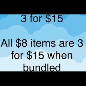Lots of New Listings!! All $8 Items are 3 for $15